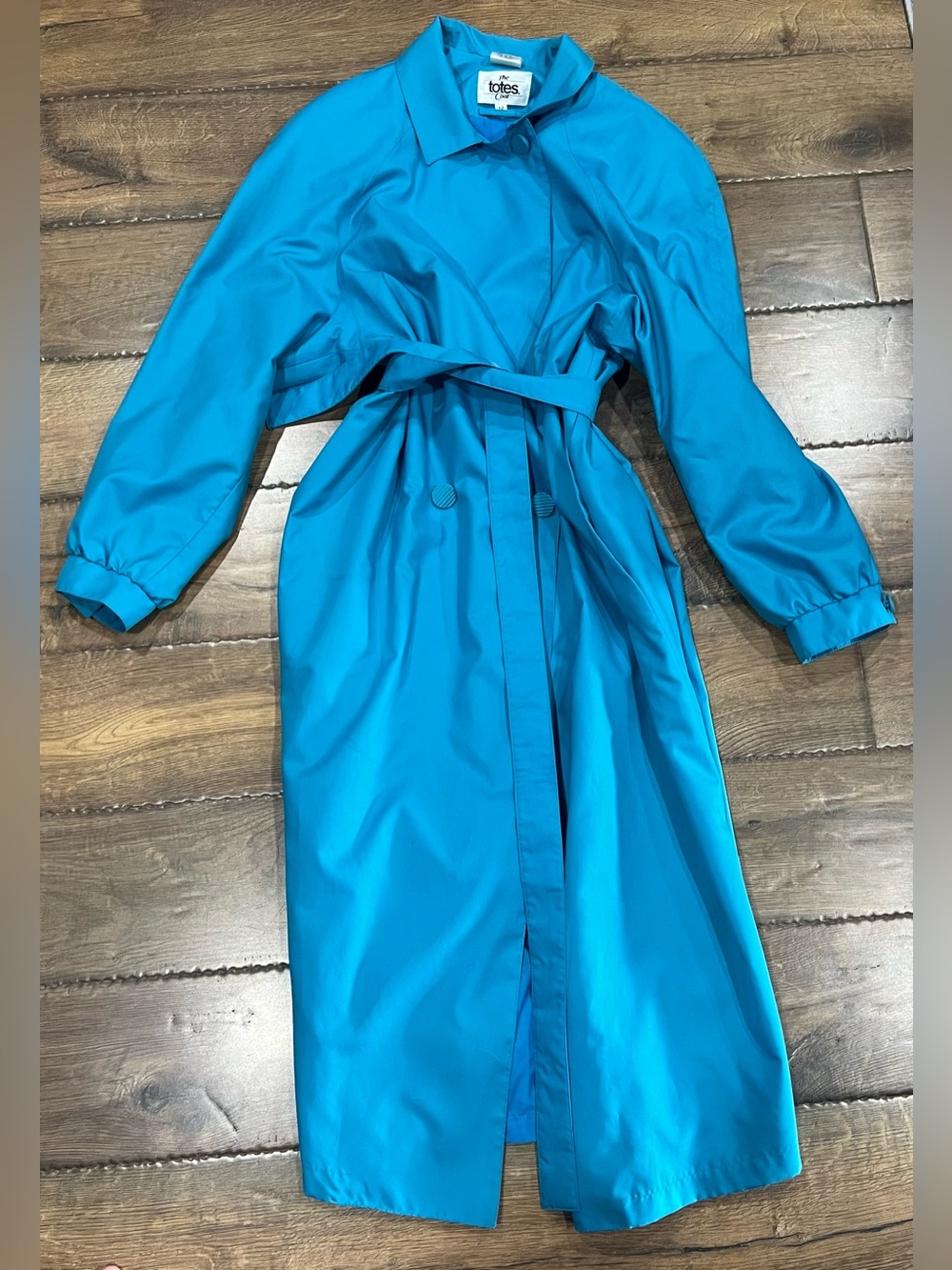 Vintage Totes Lightweight Blue Trench Coat Size 12 EUC